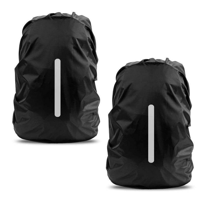 LAMA 2 Pack Waterproof Rain Cover for Backpack, Reflective Rucksack Rain Cover for Anti-Dust/Anti-Theft/Bicycling/Hiking/Camping/Traveling, M Size (for 30L-40L Backpack), 2 Pcs Black - Image 1
